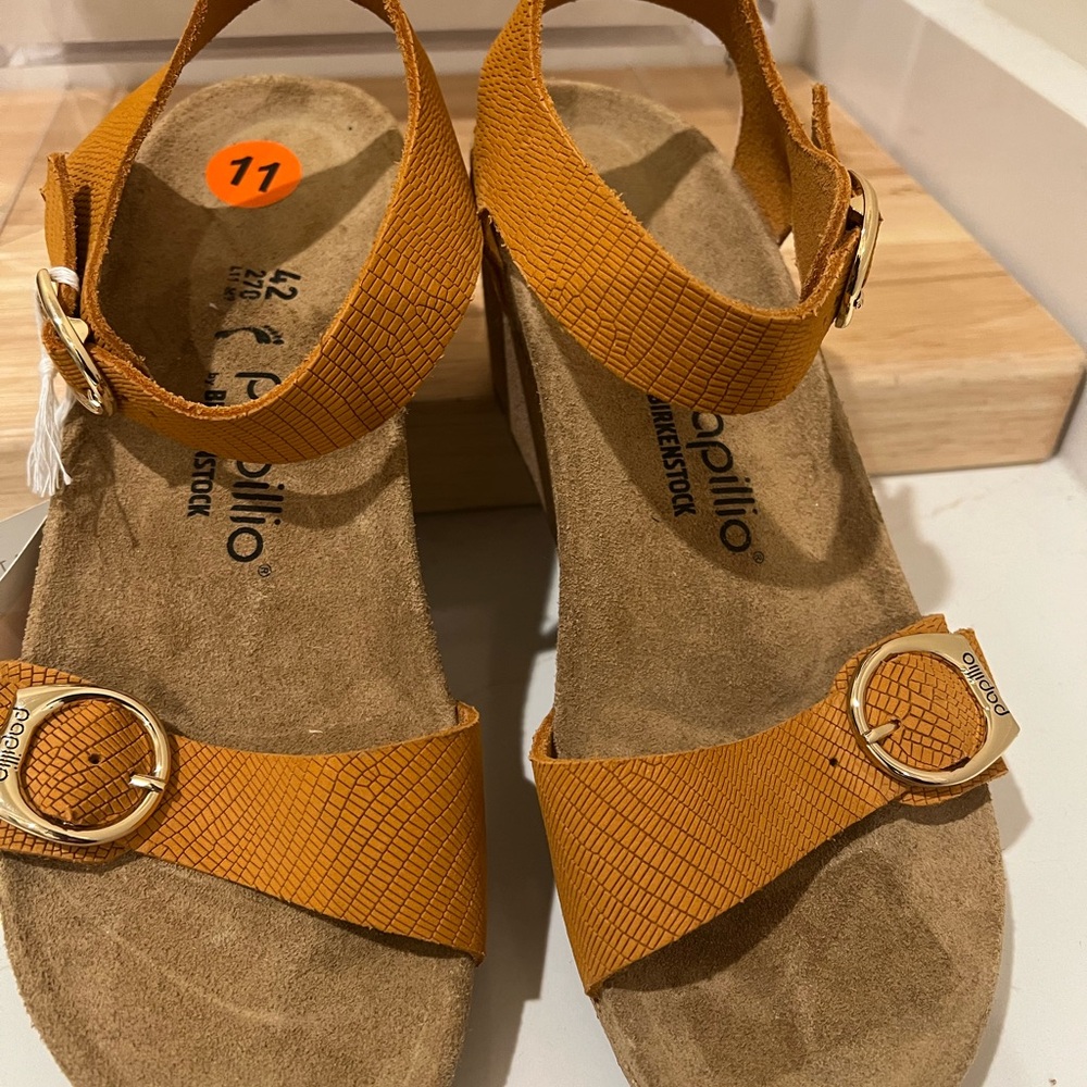 Birkenstock Papillio by Birkenstock Soley Wedge Sandal Nubuck,‎ Orange Sz 11 - Picture 5 of 11